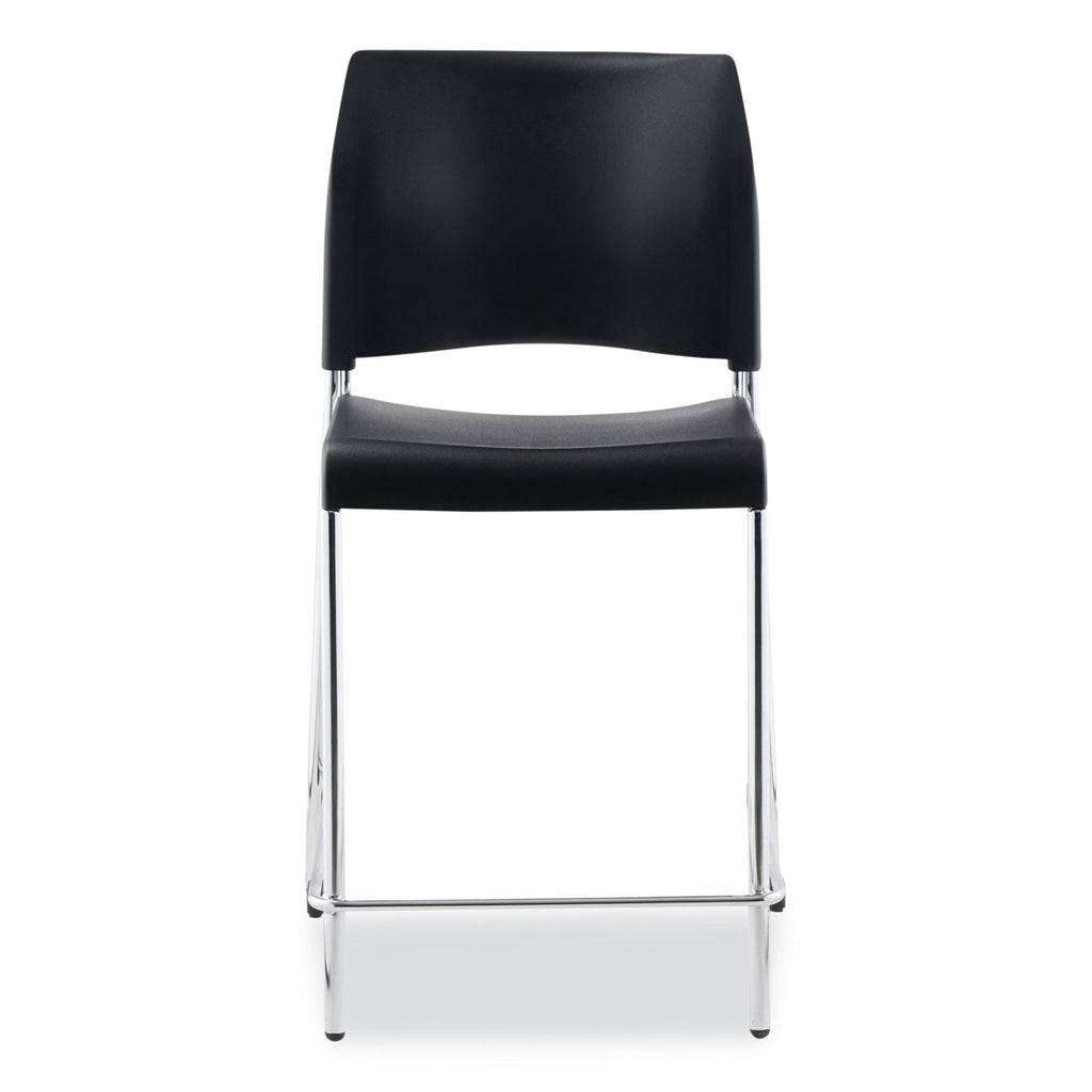 Cafetorium Counter Height Stool, Supports Up to 300 lb, 24" Seat Height, Black Seat/Back, Chrome Base, Ships in 1-3 Bus Days