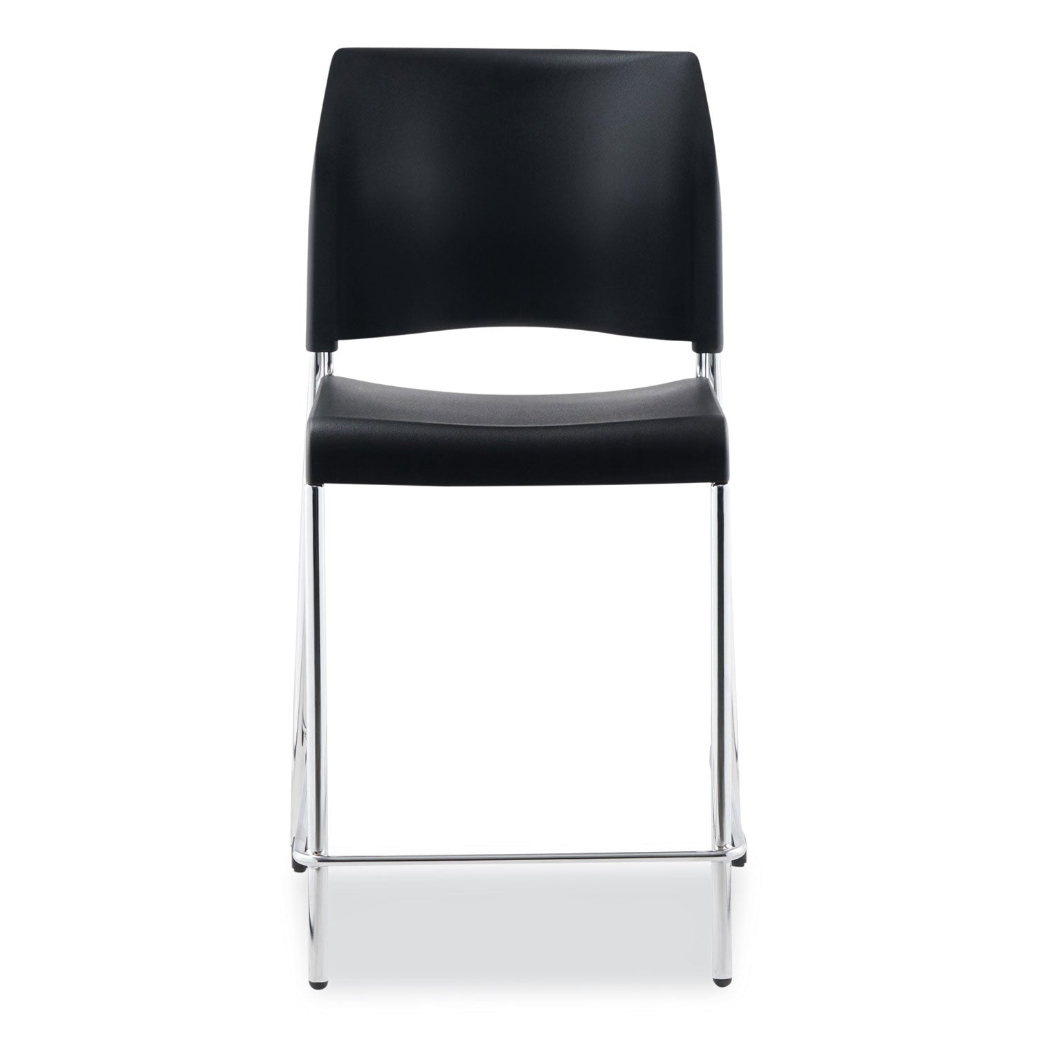 Cafetorium Counter Height Stool, Supports Up to 300 lb, 24" Seat Height, Black Seat/Back, Chrome Base, Ships in 1-3 Bus Days