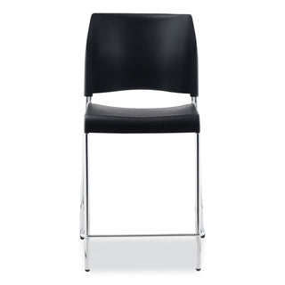 Cafetorium Counter Height Stool, Supports Up to 300 lb, 24" Seat Height, Black Seat/Back, Chrome Base, Ships in 1-3 Bus Days