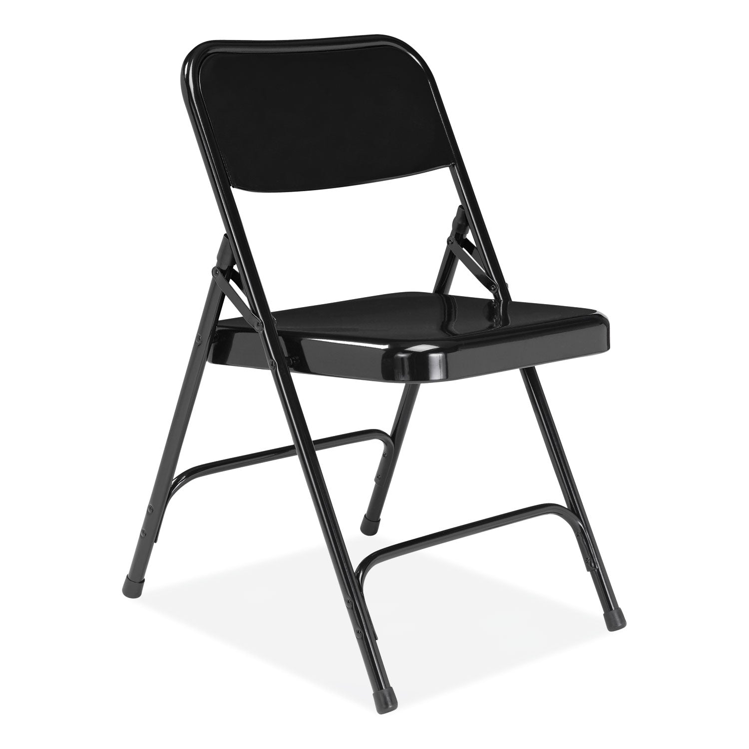 200 Series Premium All-Steel Double Hinge Folding Chair, Supports 500 lb, 17.25" Seat Ht, Black, 4/CT, Ships in 1-3 Bus Days