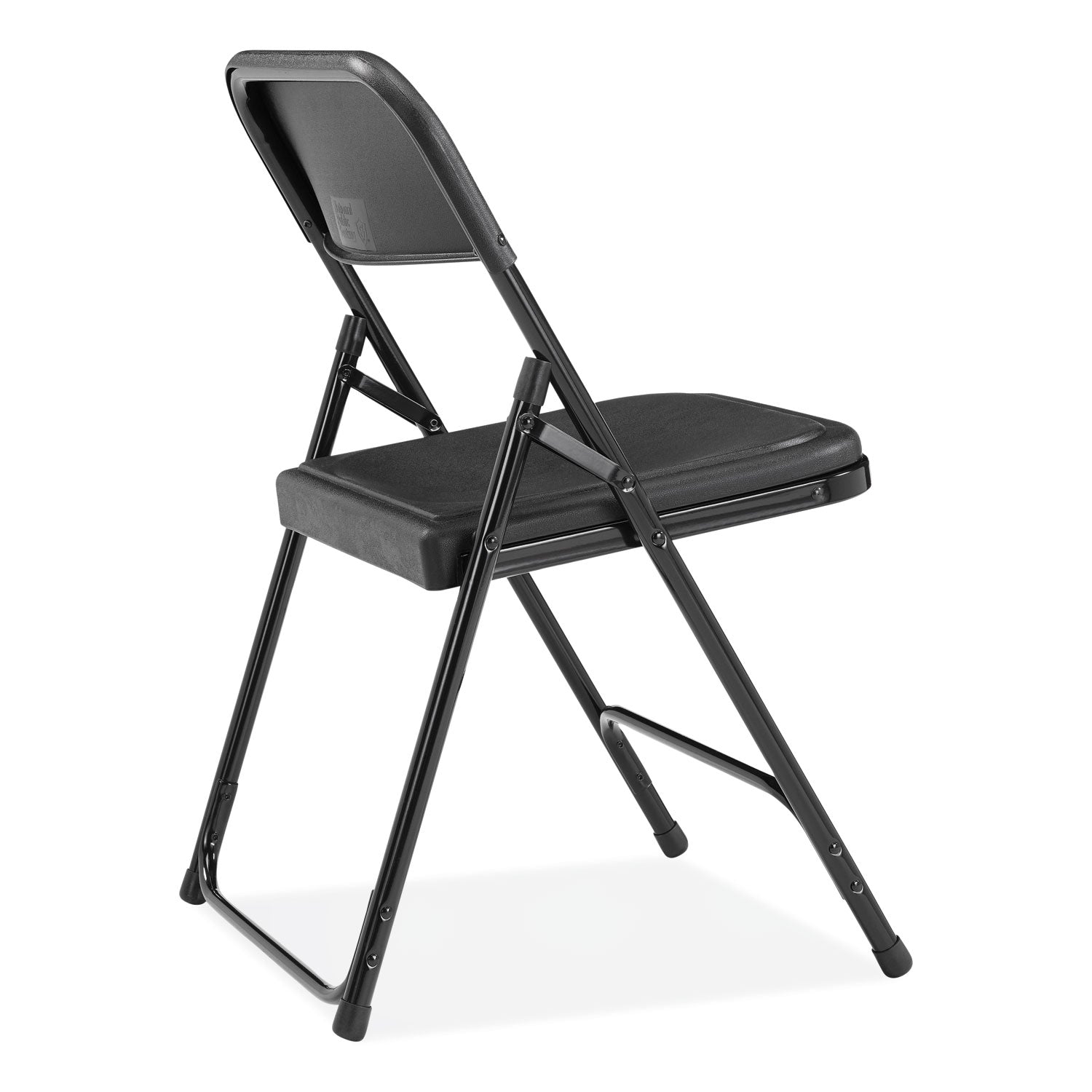 800 Series Plastic Folding Chair, Supports 500lb, 18" Seat Height, Black Seat/Back, Black Base, 4/CT, Ships in 1-3 Bus Days