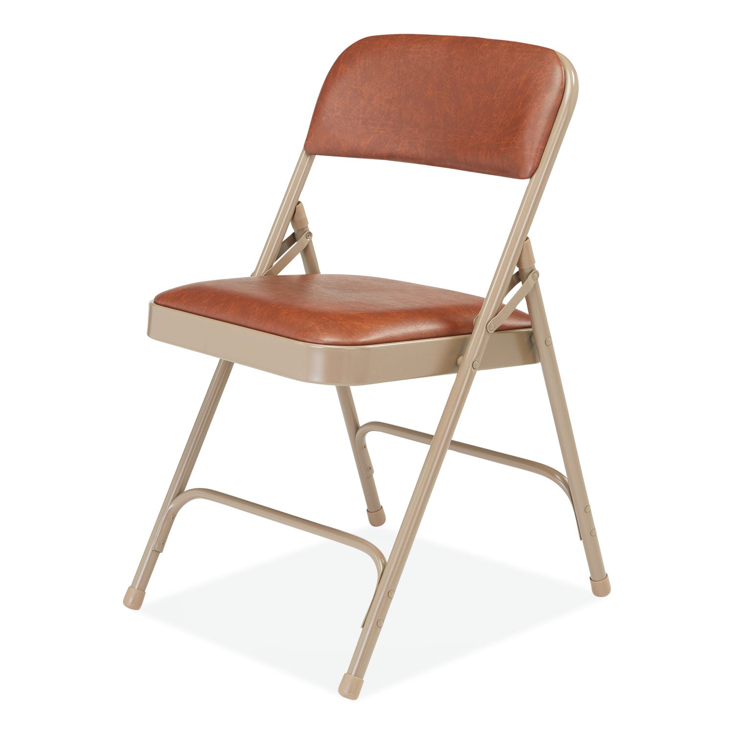 1200 Series Vinyl Dual-Hinge Folding Chair, Supports 500 lb, Honey Brown Seat/Back, Beige Base, 4/CT, Ships in 1-3 Bus Days
