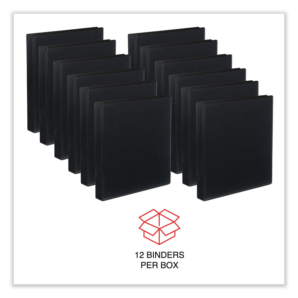 Slant D-Ring View Binder, 3 Rings, 1" Capacity, 11 x 8.5, Black, 12/Carton