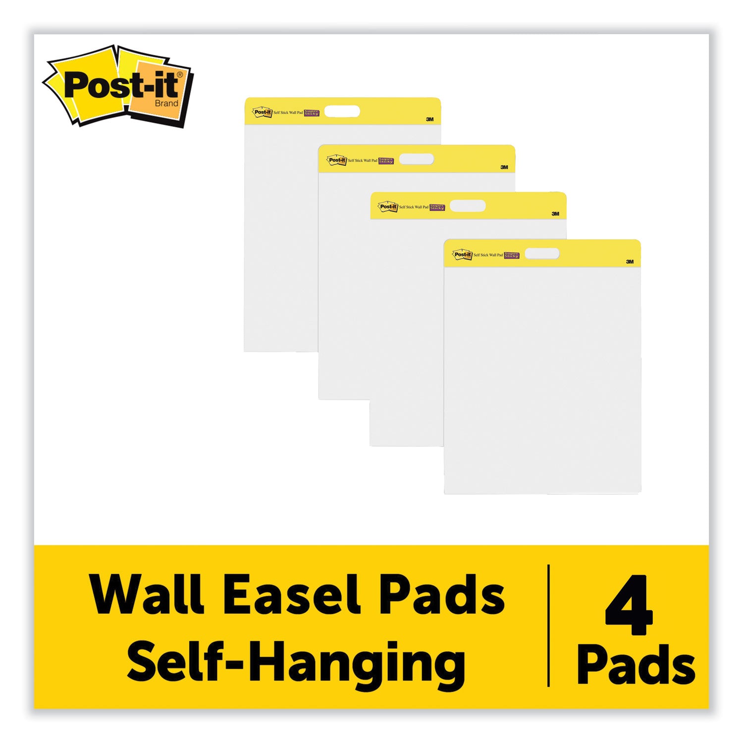 Self-Stick Wall Pad, Unruled, 20 x 23, White, 20 Sheets/Pad, 2 Pads/Pack, 2 Packs/Carton - 