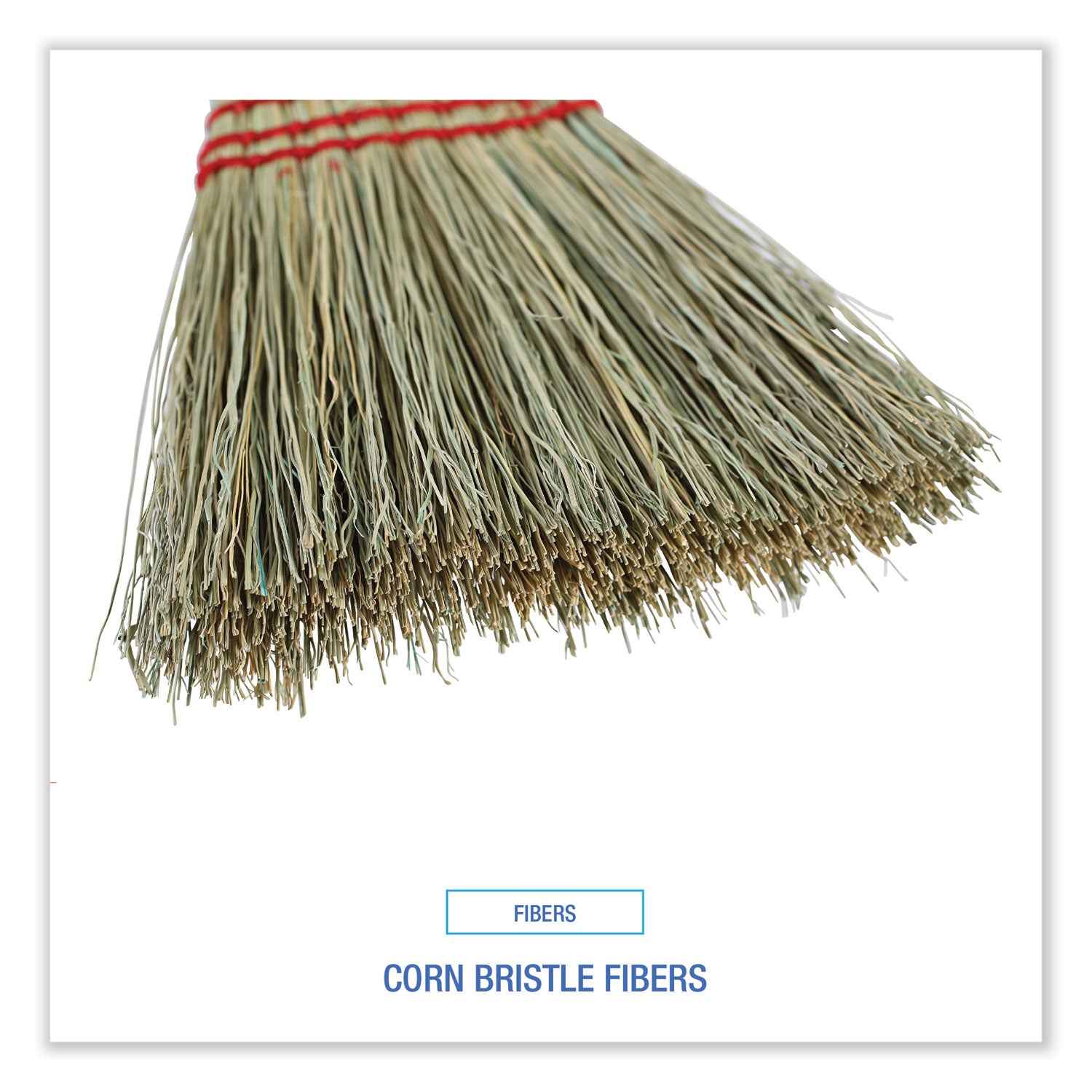 Corn Whisk Broom, Corn Fiber Bristles, 9" Bristle Length, Yellow, 12/Carton - 