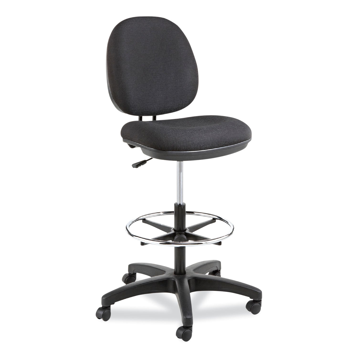 Alera Interval Series Swivel Task Stool, Supports Up to 275 lb, 23.93" to 34.53" Seat Height, Black Fabric - 