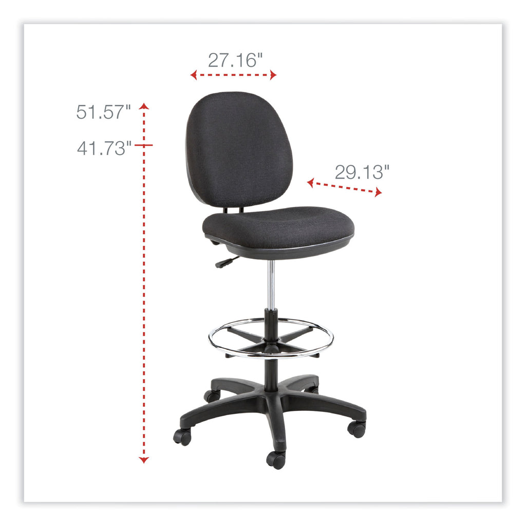 Alera Interval Series Swivel Task Stool, Supports Up to 275 lb, 23.93" to 34.53" Seat Height, Black Fabric - 