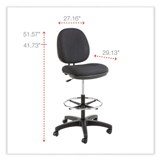 Alera Interval Series Swivel Task Stool, Supports Up to 275 lb, 23.93" to 34.53" Seat Height, Black Fabric - 
