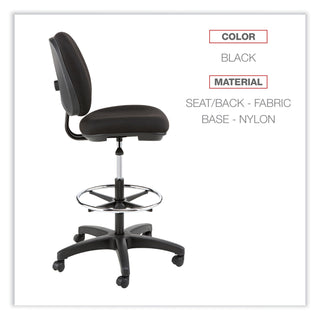 Alera Interval Series Swivel Task Stool, Supports Up to 275 lb, 23.93" to 34.53" Seat Height, Black Fabric - 