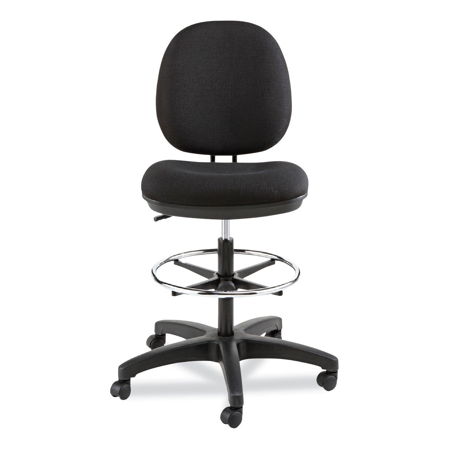Alera Interval Series Swivel Task Stool, Supports Up to 275 lb, 23.93" to 34.53" Seat Height, Black Fabric - 
