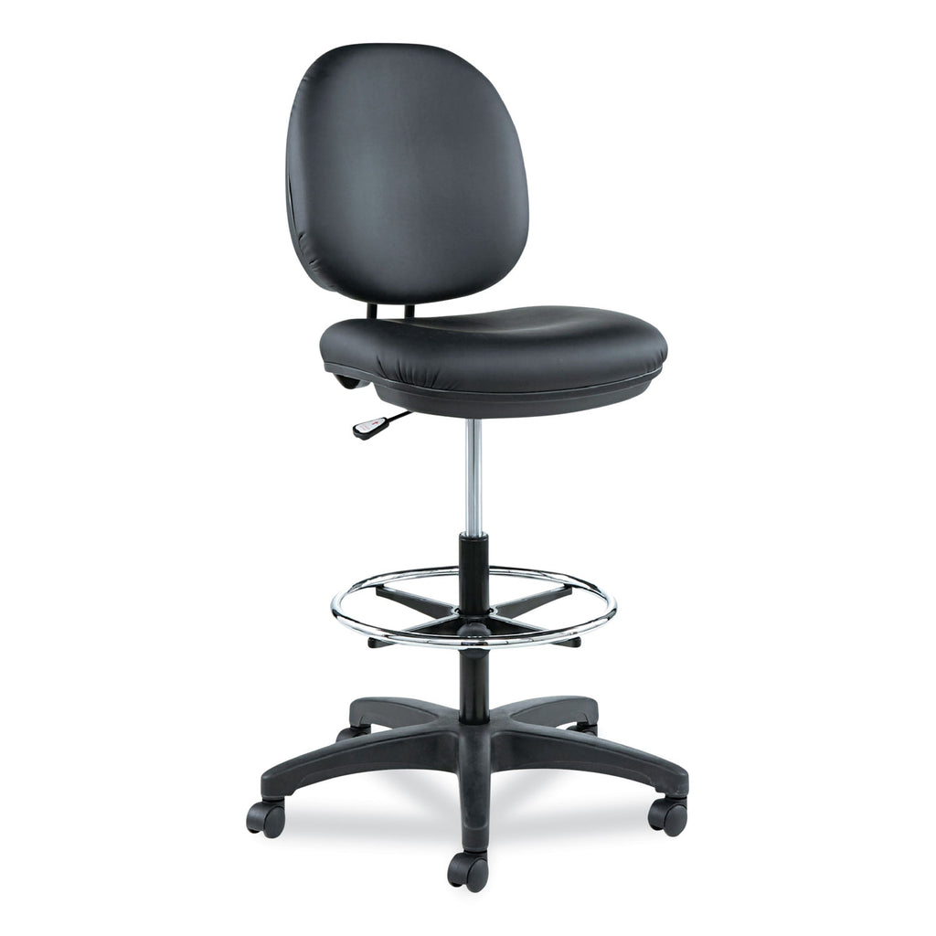 Alera Interval Series Swivel Task Stool, Supports Up to 275 lb, 23.93" to 34.53" Seat Height, Black Faux Leather