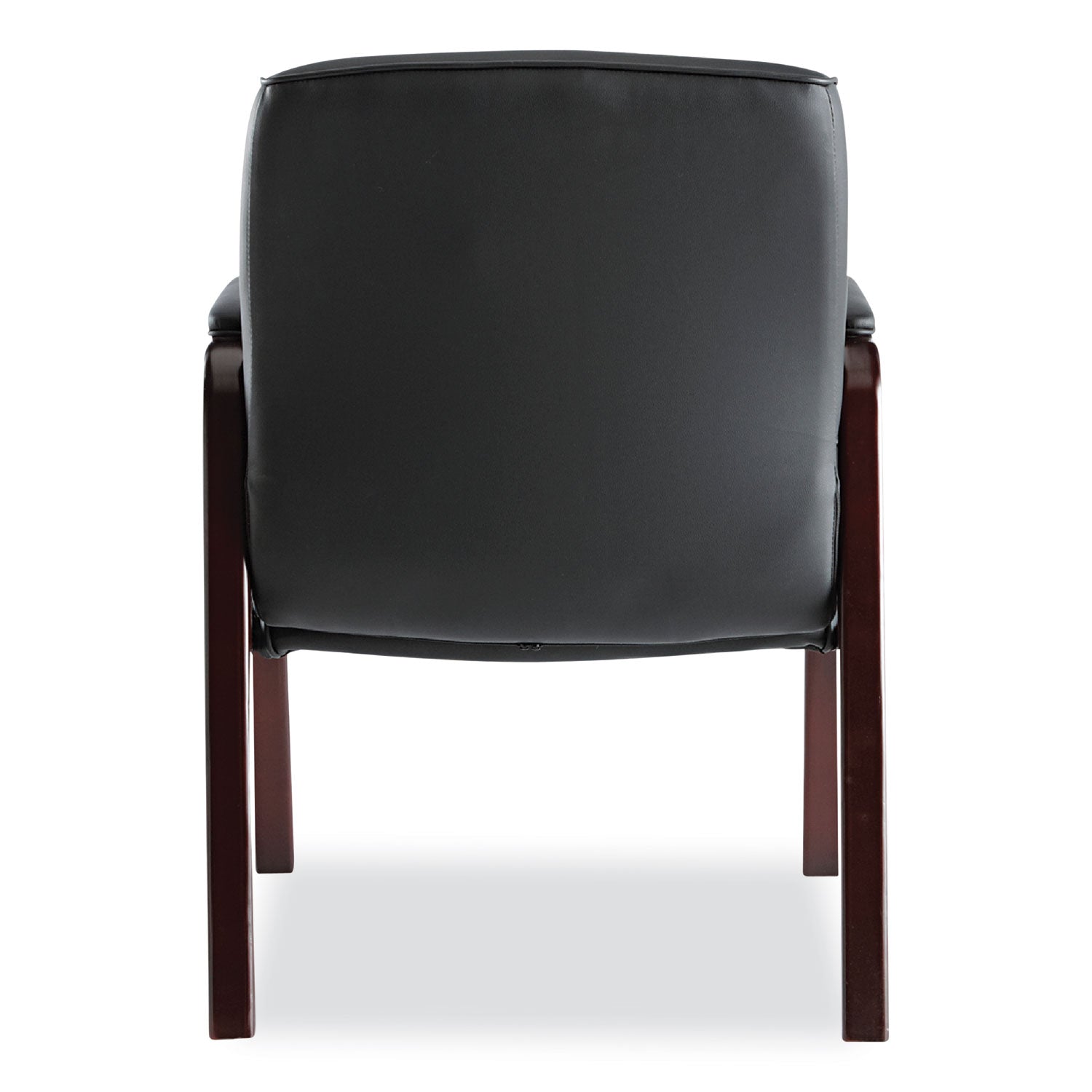 Alera Madaris Series Bonded Leather Guest Chair with Wood Trim Legs, 25.39" x 25.98" x 35.62", Black Seat/Back, Mahogany Base - 