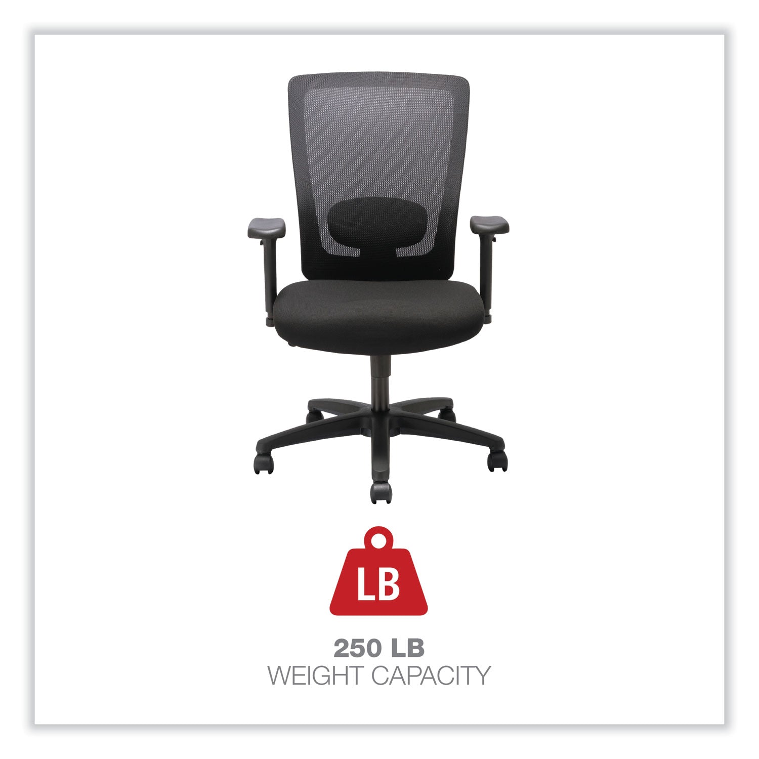 Alera Envy Series Mesh High-Back Swivel/Tilt Chair, Supports Up to 250 lb, 16.88" to 21.5" Seat Height, Black - 