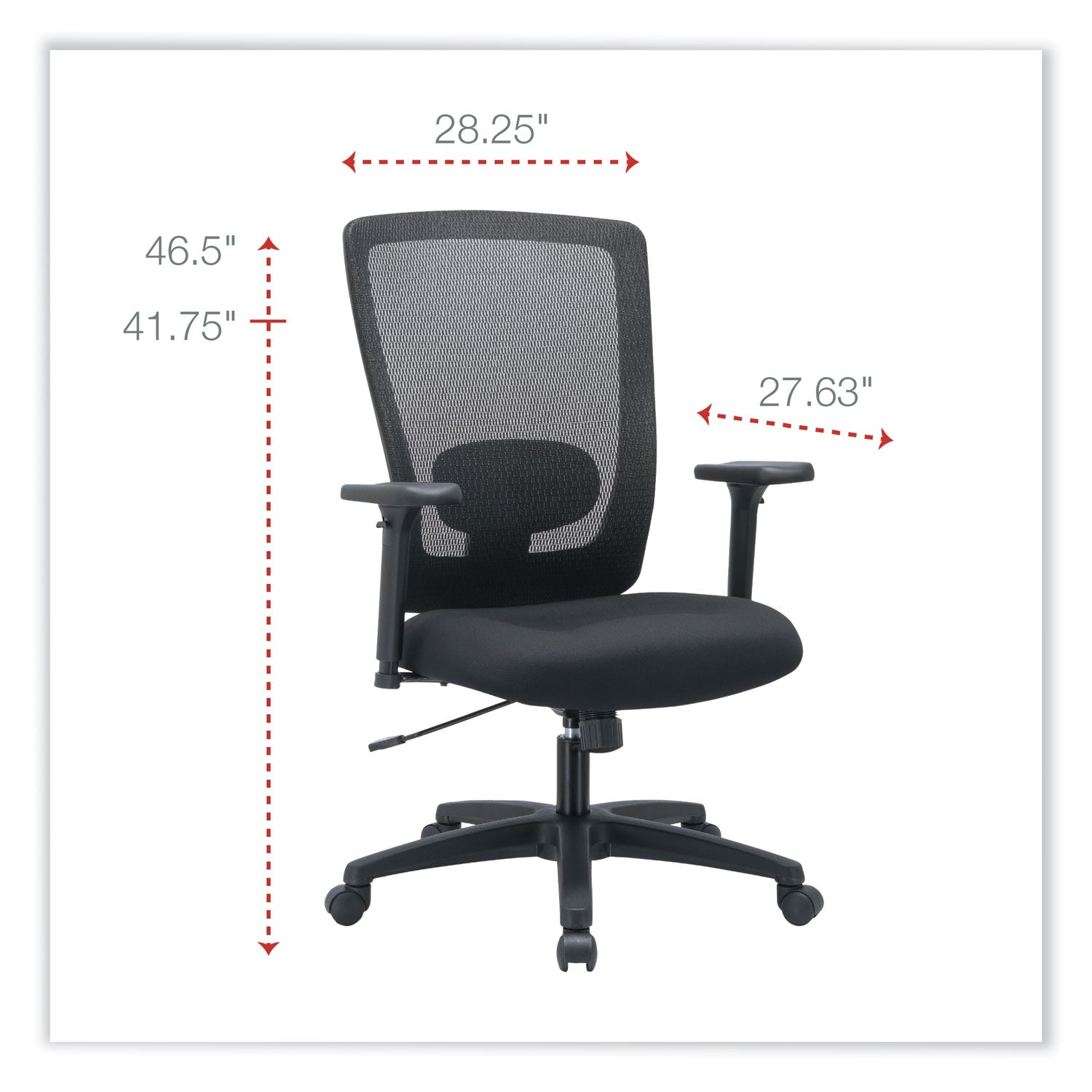 Alera Envy Series Mesh High-Back Multifunction Chair, Supports Up to 250 lb, 16.88" to 21.5" Seat Height, Black - 