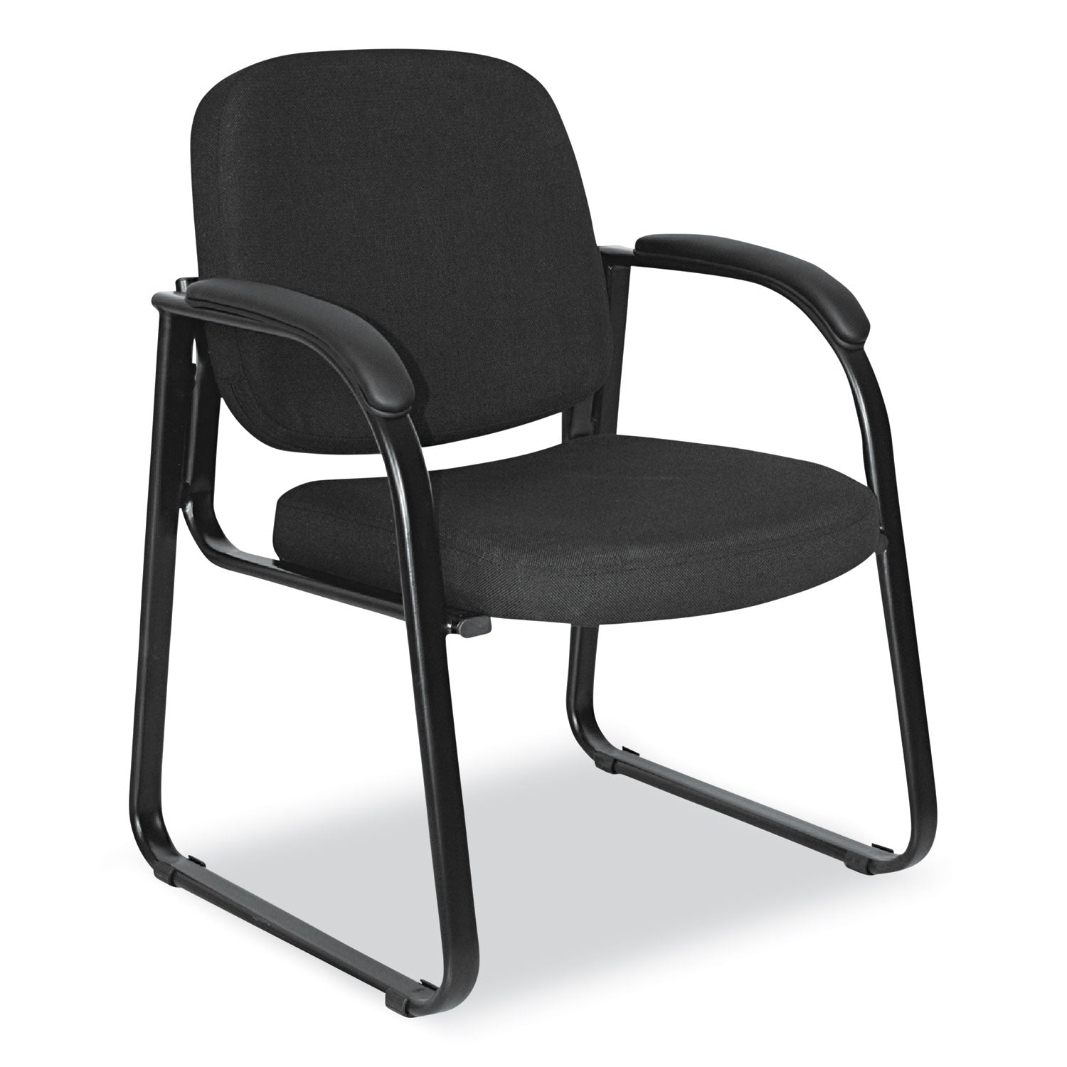 Alera Genaro Series Fabric Half-Back Sled Base Guest Chair, 25" x 24.80" x 33.66", Black Seat, Black Back, Black Base - 