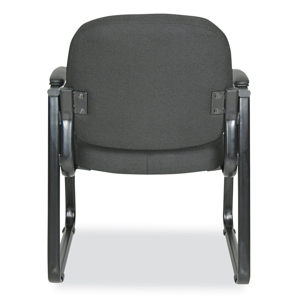 Alera Genaro Series Fabric Half-Back Sled Base Guest Chair, 25" x 24.80" x 33.66", Black Seat, Black Back, Black Base - 