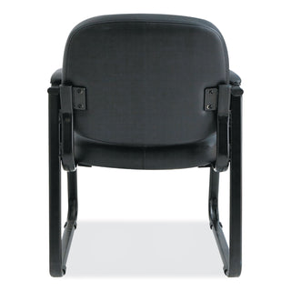 Alera Genaro Series Faux Leather Half-Back Sled Base Guest Chair, 25" x 24.80" x 33.66", Black Seat, Black Back, Black Base - 