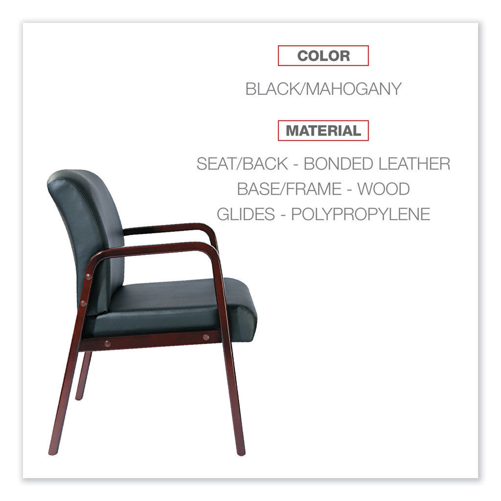 Alera Reception Lounge WL Series Guest Chair, 24.21" x 24.8" x 32.67", Black Seat, Black Back, Mahogany Base - 4