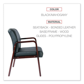 Alera Reception Lounge WL Series Guest Chair, 24.21" x 24.8" x 32.67", Black Seat, Black Back, Mahogany Base - 4