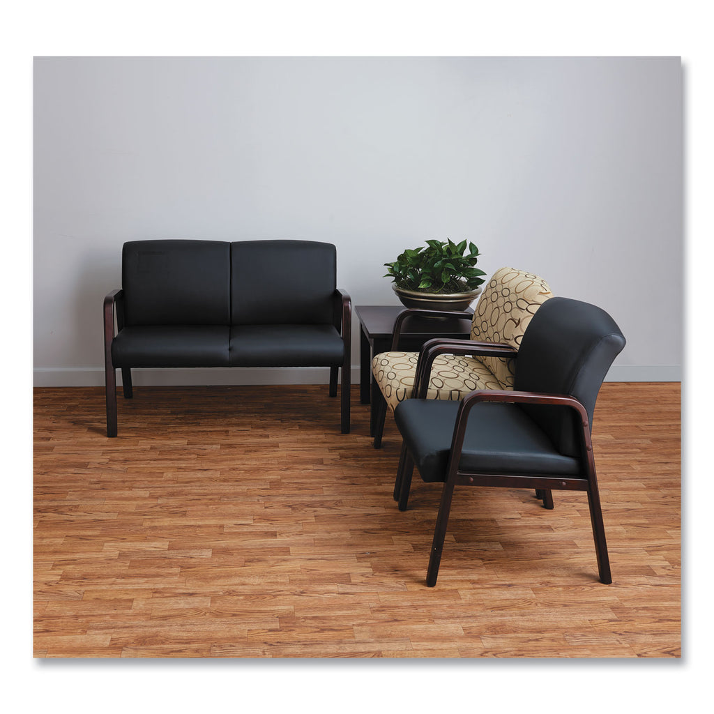 Alera Reception Lounge WL Series Guest Chair, 24.21" x 24.8" x 32.67", Black Seat, Black Back, Mahogany Base - 6