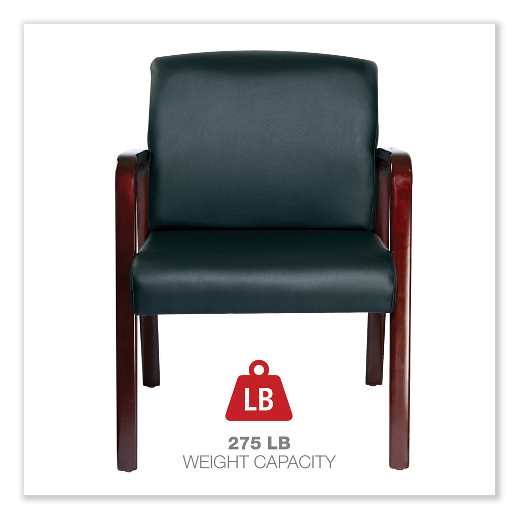 Alera Reception Lounge WL Series Guest Chair, 24.21" x 24.8" x 32.67", Black Seat, Black Back, Mahogany Base - 7