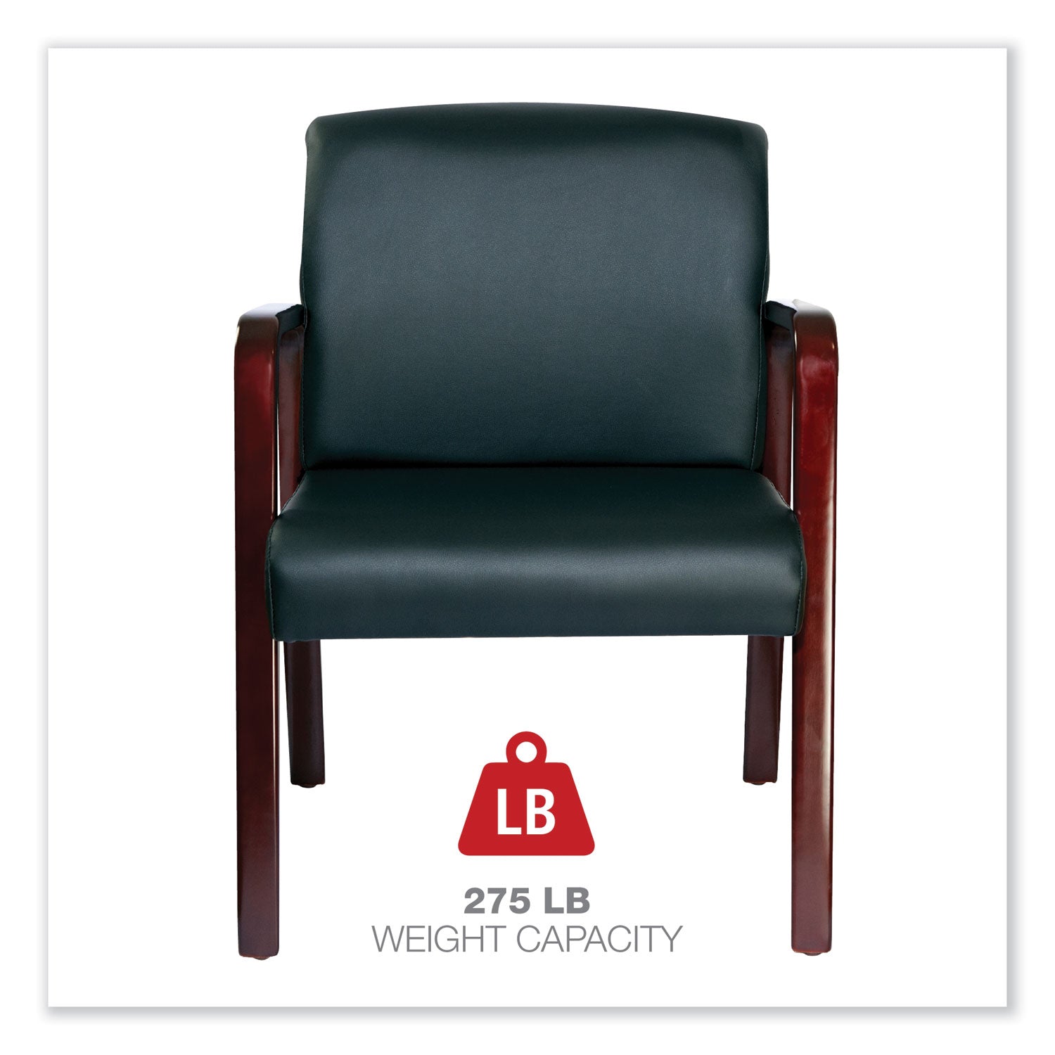 Alera Reception Lounge WL Series Guest Chair, 24.21" x 24.8" x 32.67", Black Seat, Black Back, Mahogany Base - 7
