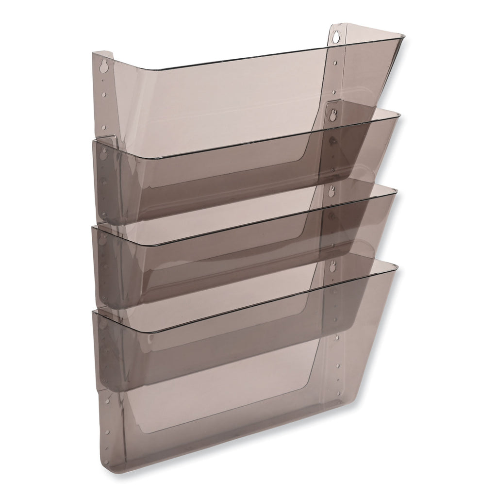 DocuPocket Stackable Four-Pocket Wall File, 4 Sections, Letter Size, 13" x 4", Smoke, Ships in 4-6 Business Days - 