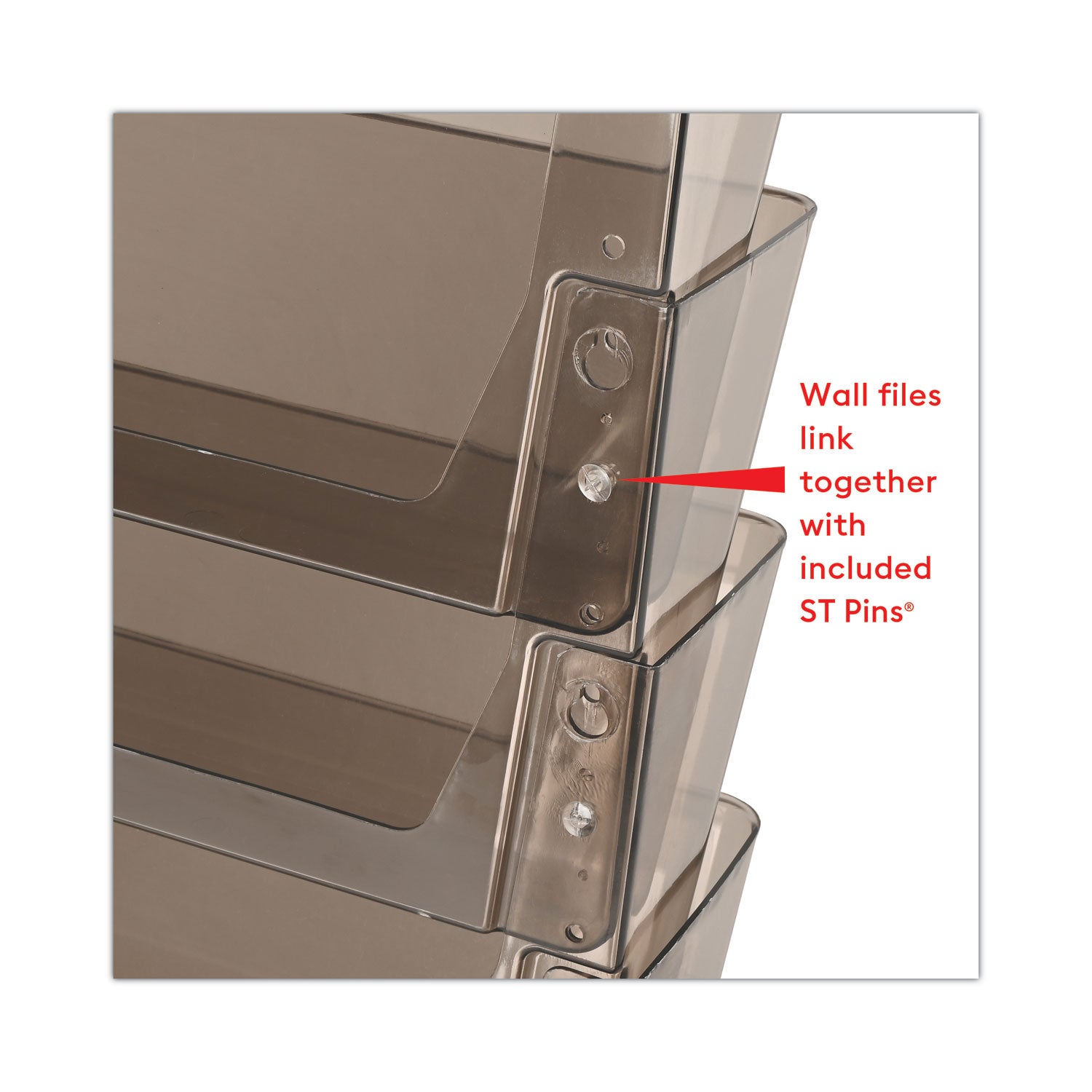 DocuPocket Three-Pocket File Partition Set, 3 Sections, Letter Size, 13" x 7" x 20", Smoke, 3/Set - 