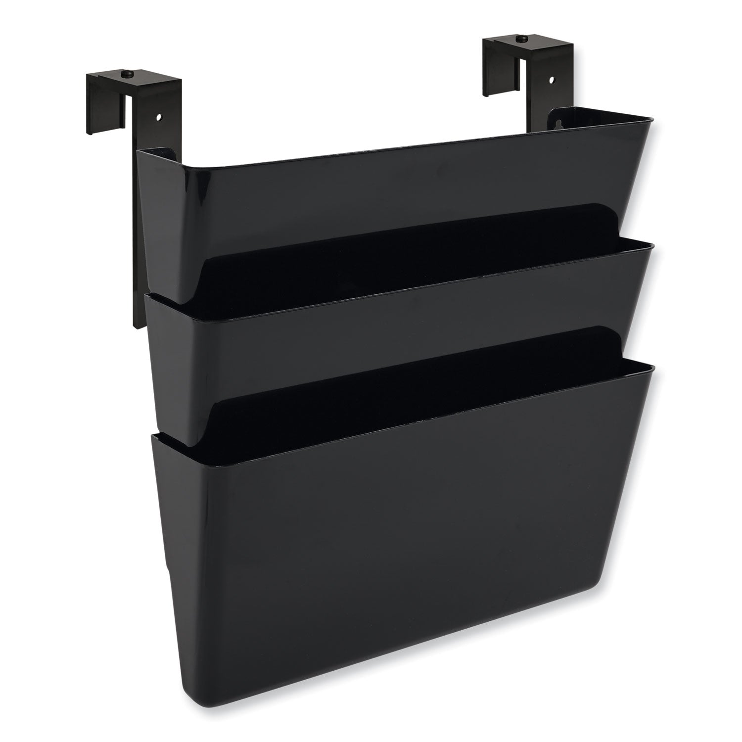 DocuPocket Stackable Three-Pocket Partition Wall File, 3 Sections, Letter Size, 13" x 4", Black - 