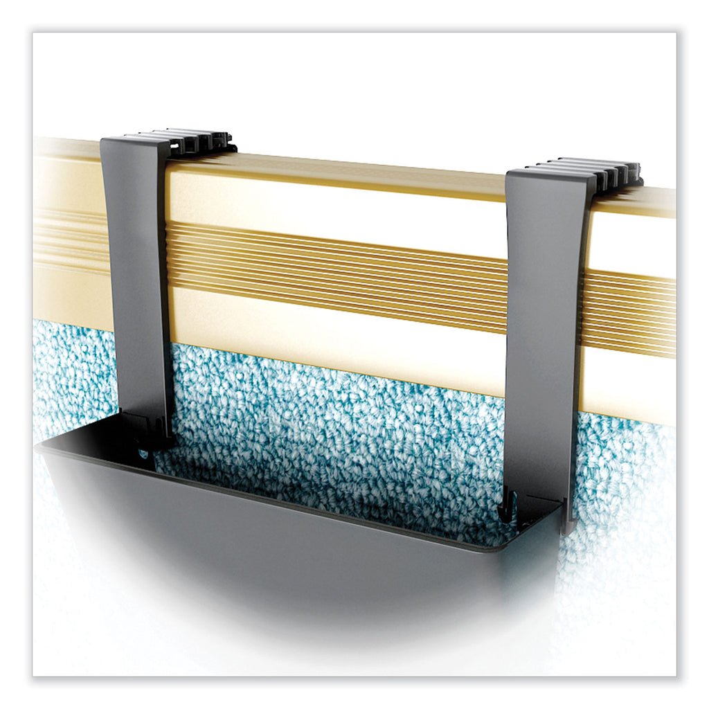 Two Break-Resistant Plastic Partition Brackets, For 2.63 to 4.13 Wide Partition Walls, Black, 2/Pack