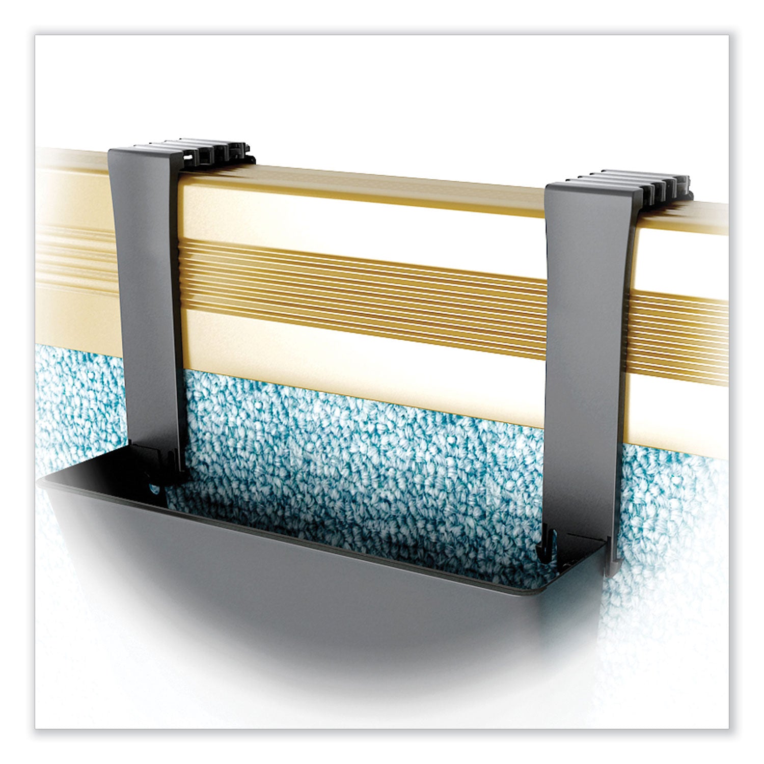 Two Break-Resistant Plastic Partition Brackets, For 2.63 to 4.13 Wide Partition Walls, Black, 2/Pack