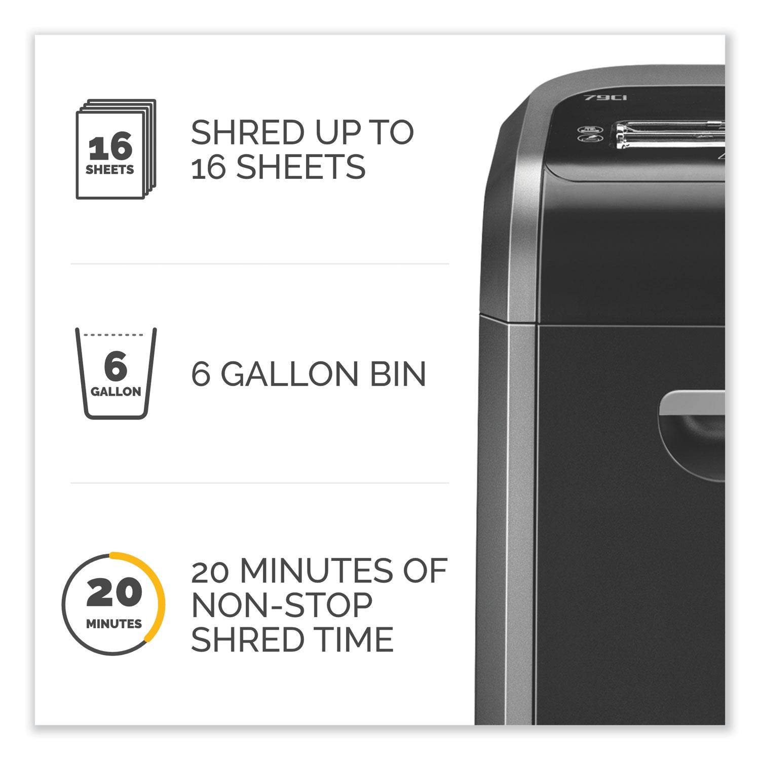 Powershred 79Ci 100% Jam Proof Cross-Cut Shredder, 16 Manual Sheet Capacity - 