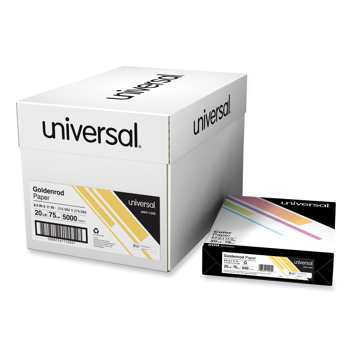 deluxe-colored-paper-20-lb-bond-weight-85-x-11-goldenrod-500-sheets-ream-10-reams-carton_unv11205ct - 1