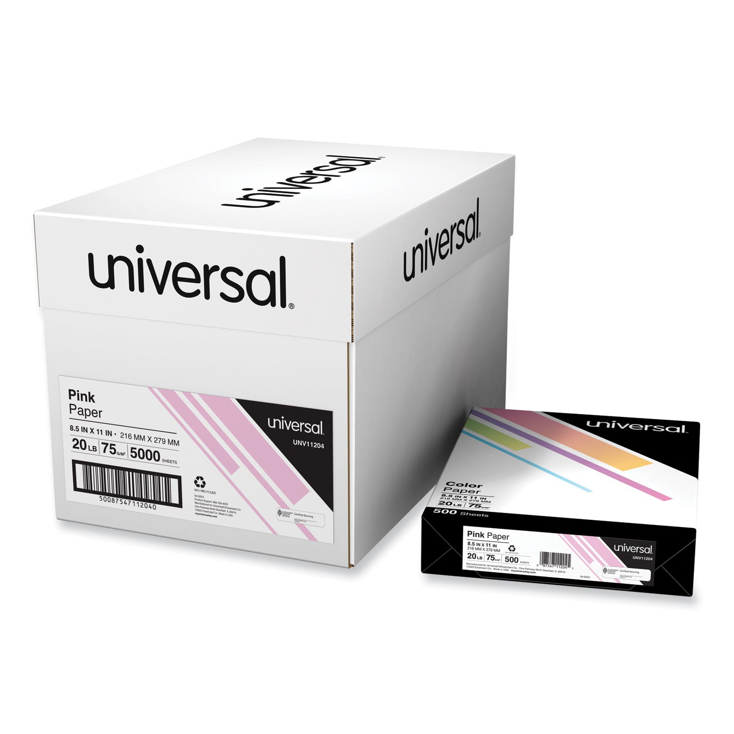 deluxe-colored-paper-20-lb-bond-weight-85-x-11-pink-500-sheets-ream-10-reams-carton_unv11204ct - 1