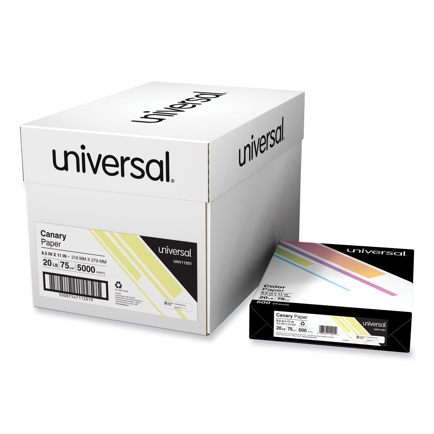 deluxe-colored-paper-20-lb-bond-weight-85-x-11-canary-500-sheets-ream-10-reams-carton_unv11201ct - 1