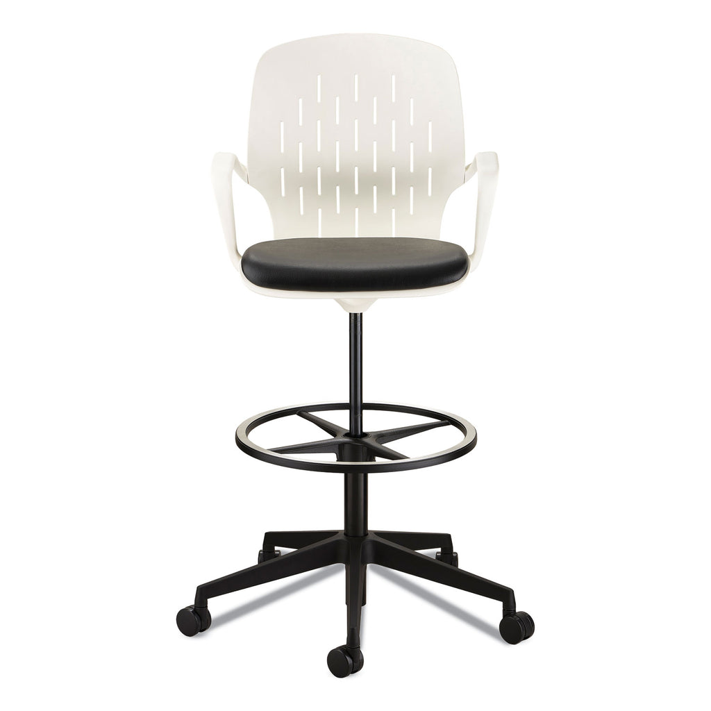 Shell Extended-Height Chair, Max 275 lb, 22" to 32" High Black/White Seat, White Back, Black Base, Ships in 1-3 Business Days