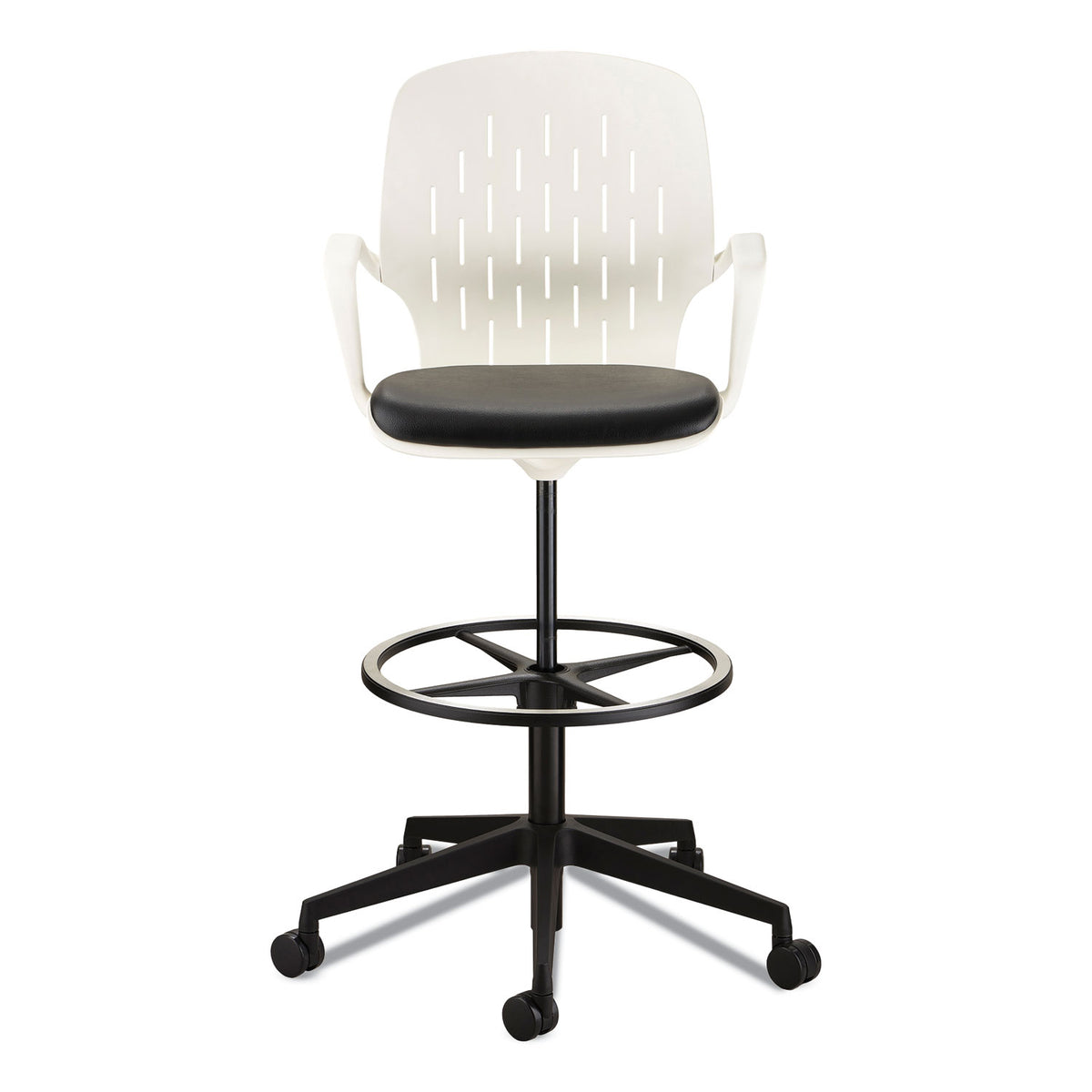 Shell Extended-Height Chair, Max 275 lb, 22" to 32" High Black/White Seat, White Back, Black Base, Ships in 1-3 Business Days