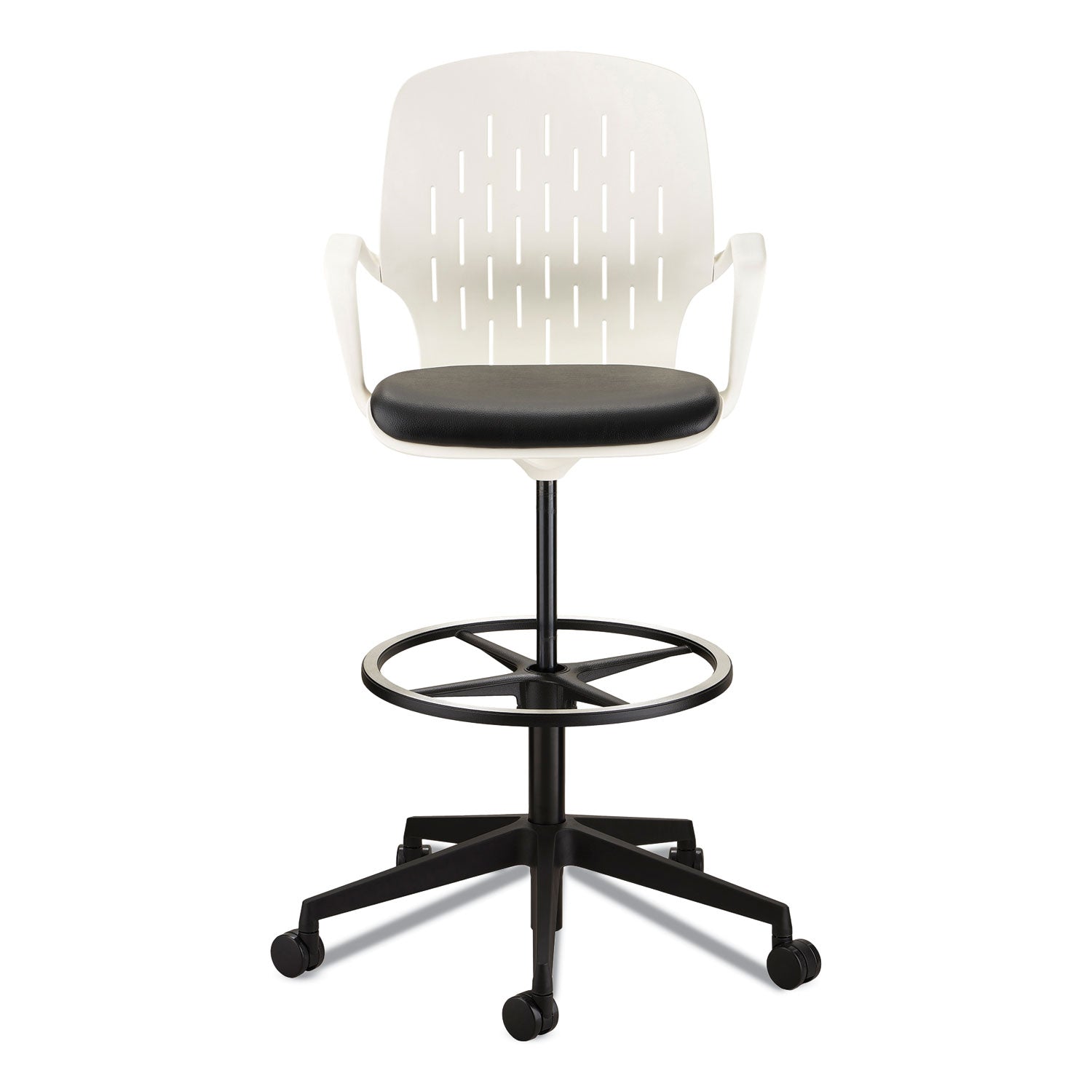 Shell Extended-Height Chair, Max 275 lb, 22" to 32" High Black/White Seat, White Back, Black Base, Ships in 1-3 Business Days