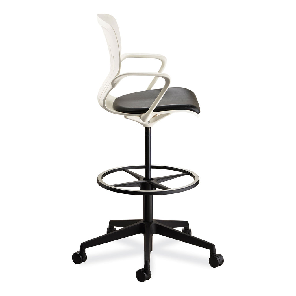 Shell Extended-Height Chair, Max 275 lb, 22" to 32" High Black/White Seat, White Back, Black Base, Ships in 1-3 Business Days