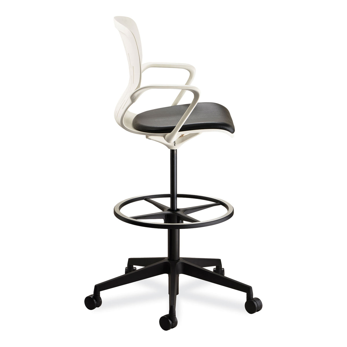 Shell Extended-Height Chair, Max 275 lb, 22" to 32" High Black/White Seat, White Back, Black Base, Ships in 1-3 Business Days