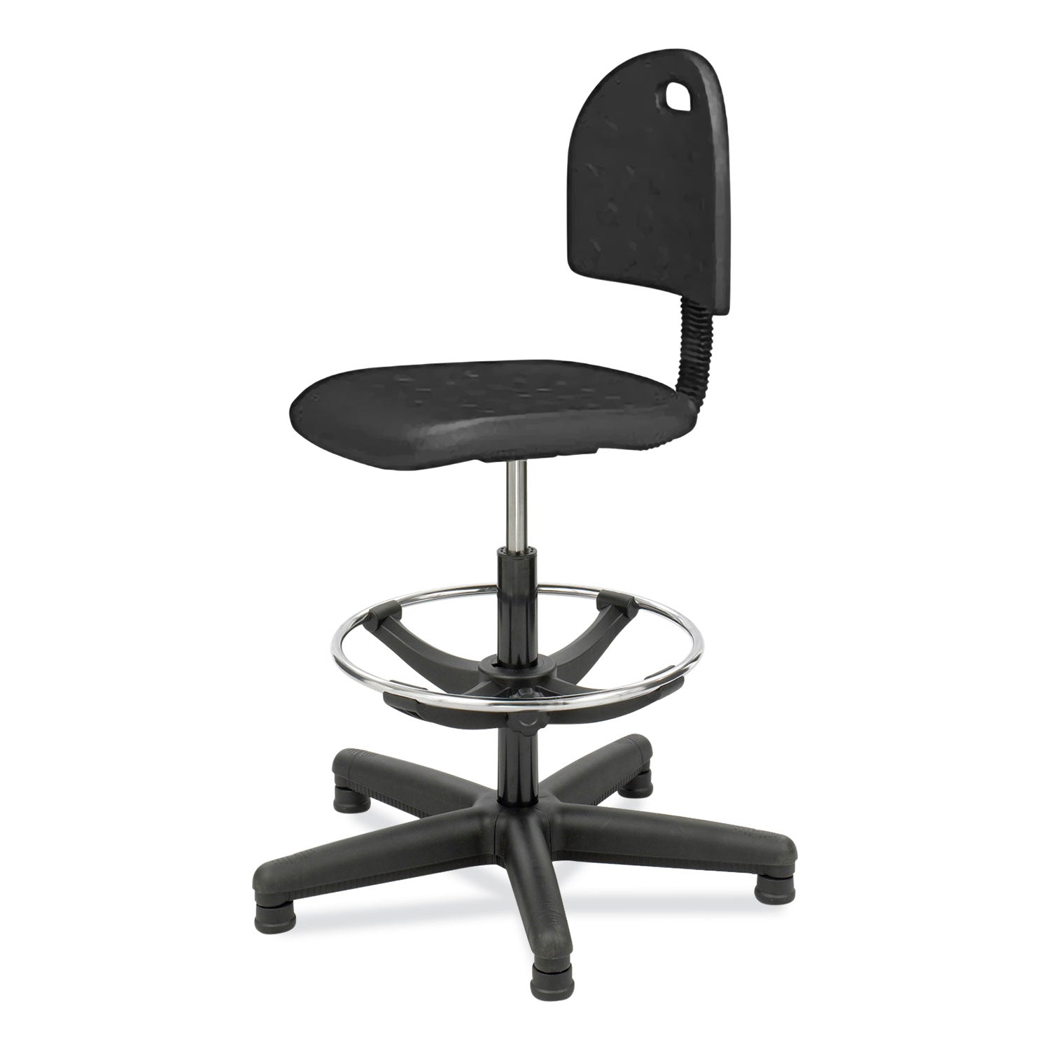 Soft Tough Economy Workbench Chair, Supports 250 lb, 22" to 32" High Black Seat, Black Back/Base, Ships in 1-3 Business Days