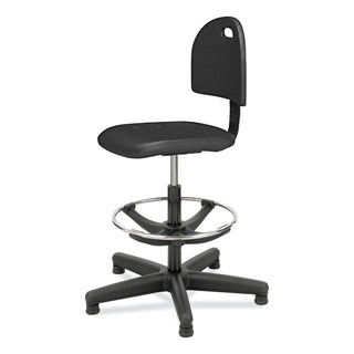 Soft Tough Economy Workbench Chair, Supports 250 lb, 22" to 32" High Black Seat, Black Back/Base, Ships in 1-3 Business Days