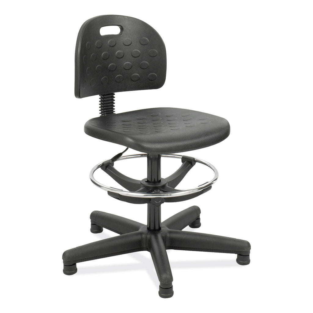 Soft Tough Economy Workbench Chair, Supports 250 lb, 22" to 32" High Black Seat, Black Back/Base, Ships in 1-3 Business Days