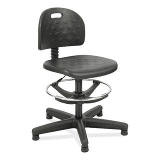 Soft Tough Economy Workbench Chair, Supports 250 lb, 22" to 32" High Black Seat, Black Back/Base, Ships in 1-3 Business Days