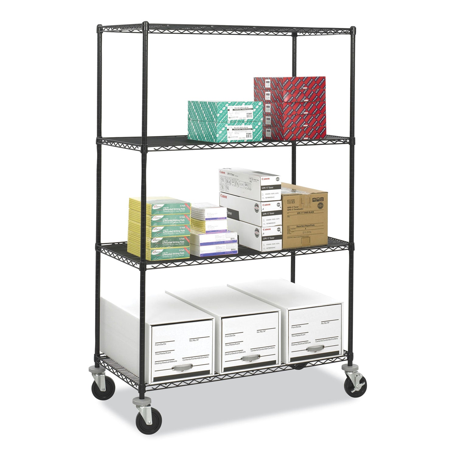 Caster Kit for Safco Task Master Industrial Shelving Units, Black, 4/Set (2 Locking), Ships in 1-3 Business Days