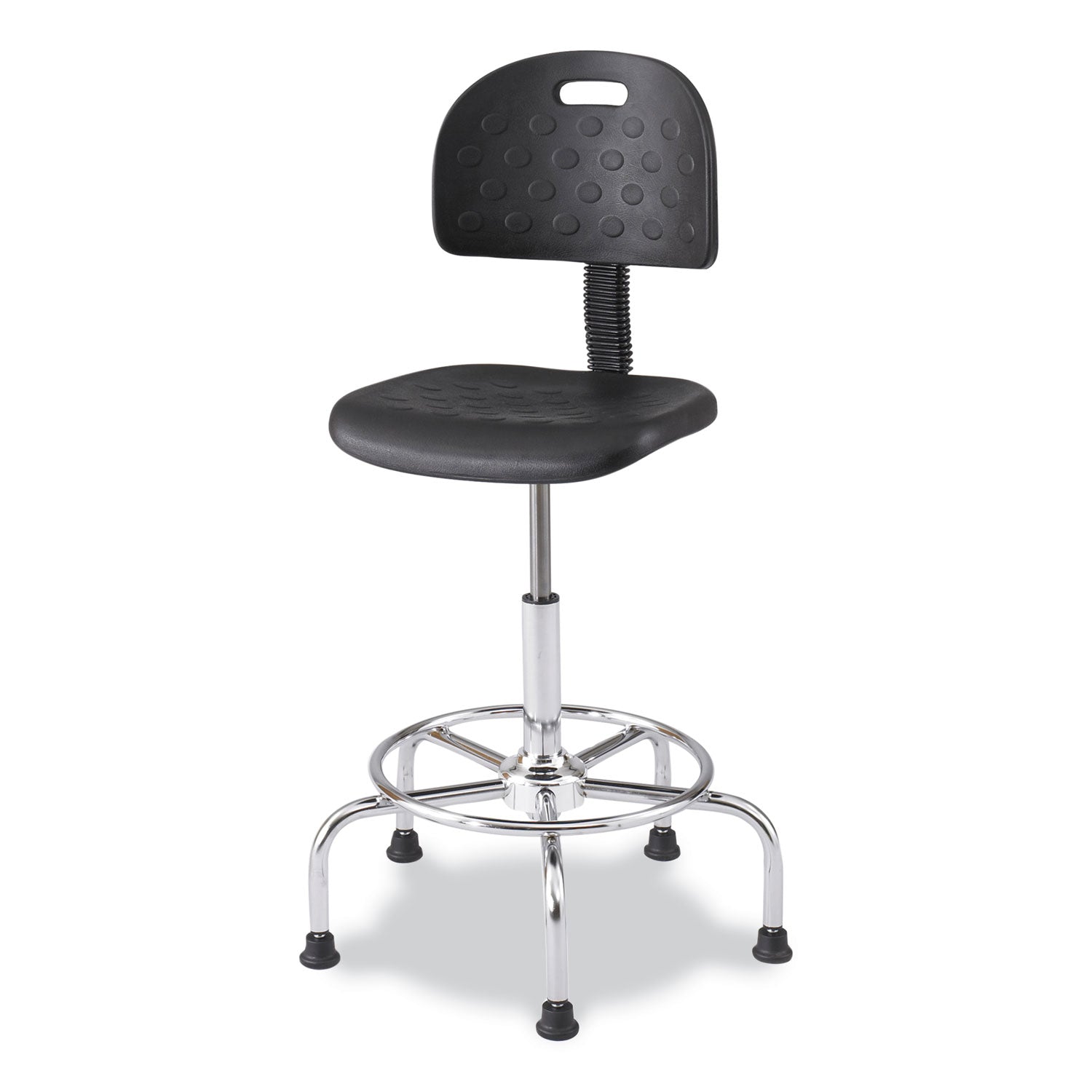 Workfit Economy Industrial Chair, Up to 400 lb, 22" to 30" High Black Seat/Back, Silver Base, Ships in 1-3 Business Days