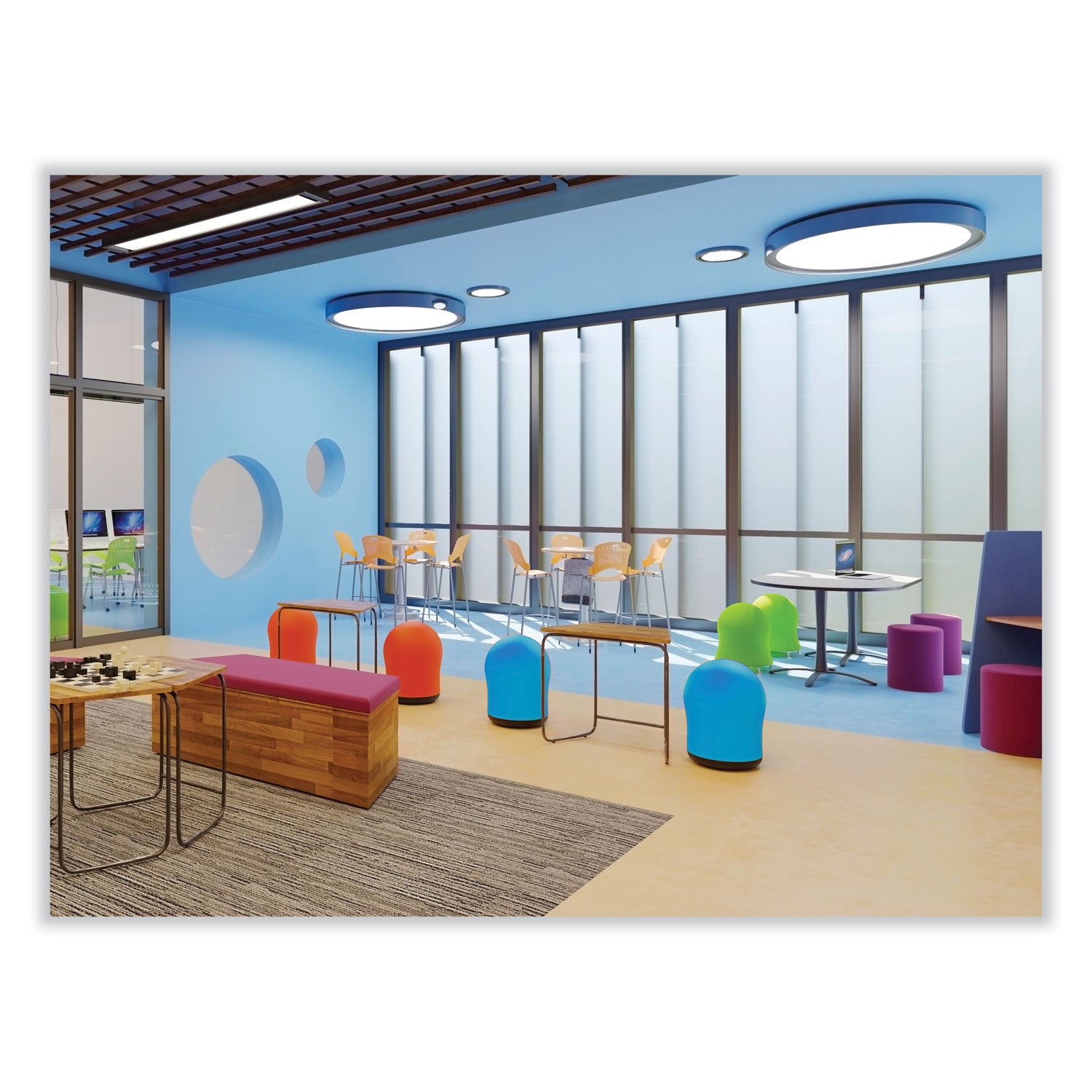 Zenergy Swivel Ball Chair, Backless, Supports Up to 250 lb, Baby Blue Vinyl, Ships in 1-3 Business Days