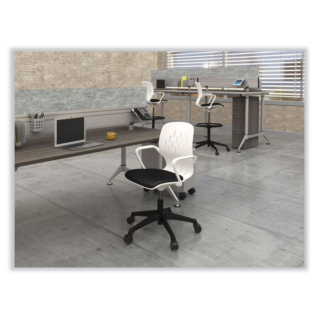 Shell Extended-Height Chair, Max 275 lb, 22" to 32" High Black/White Seat, White Back, Black Base, Ships in 1-3 Business Days