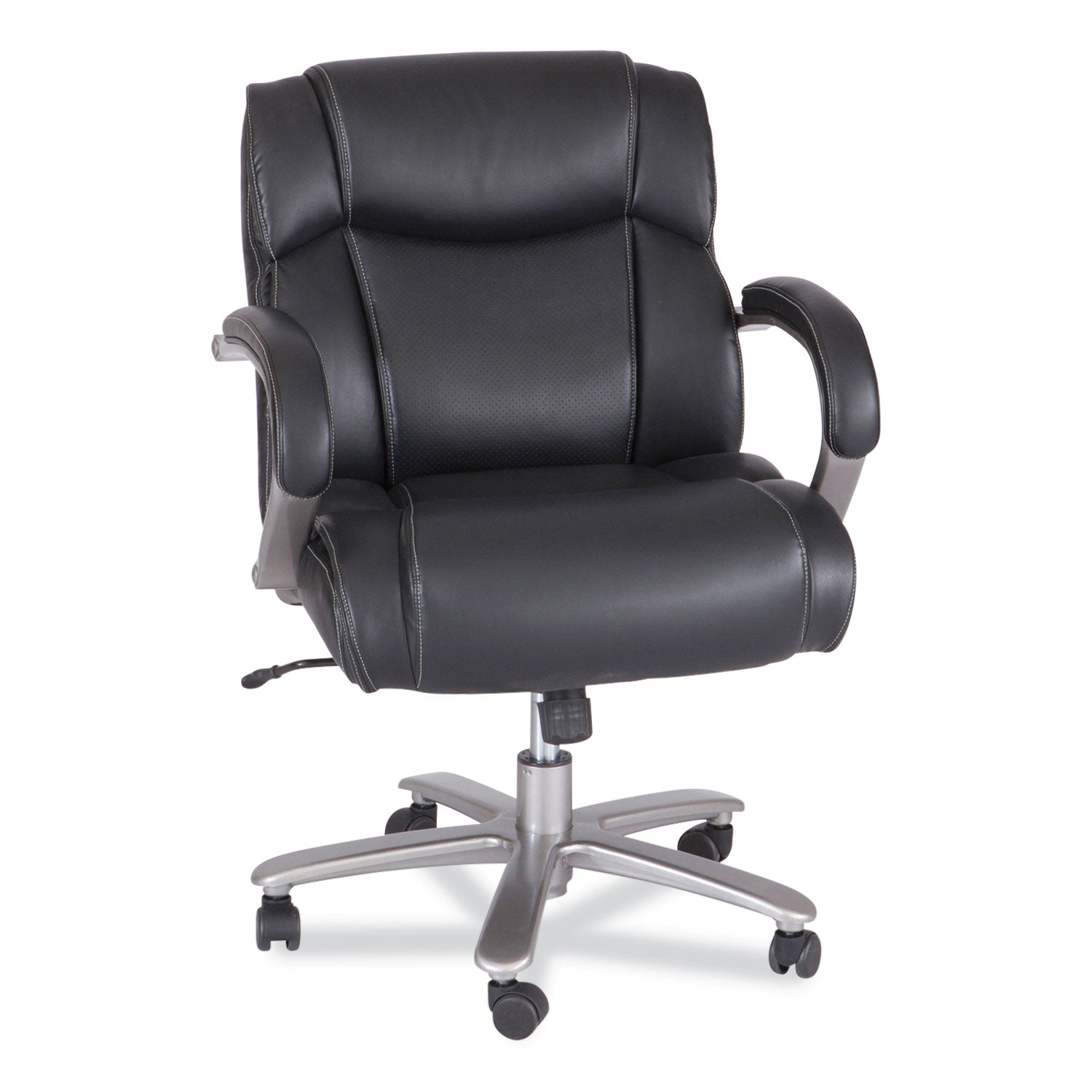 Lineage Big&Tall Mid Back Task Chair 24.5" Back, Max 350lb, 19.5" to 23.25" High Black Seat,Chrome,Ships in 1-3 Business Days