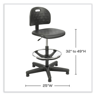 Soft Tough Economy Workbench Chair, Supports 250 lb, 22" to 32" High Black Seat, Black Back/Base, Ships in 1-3 Business Days